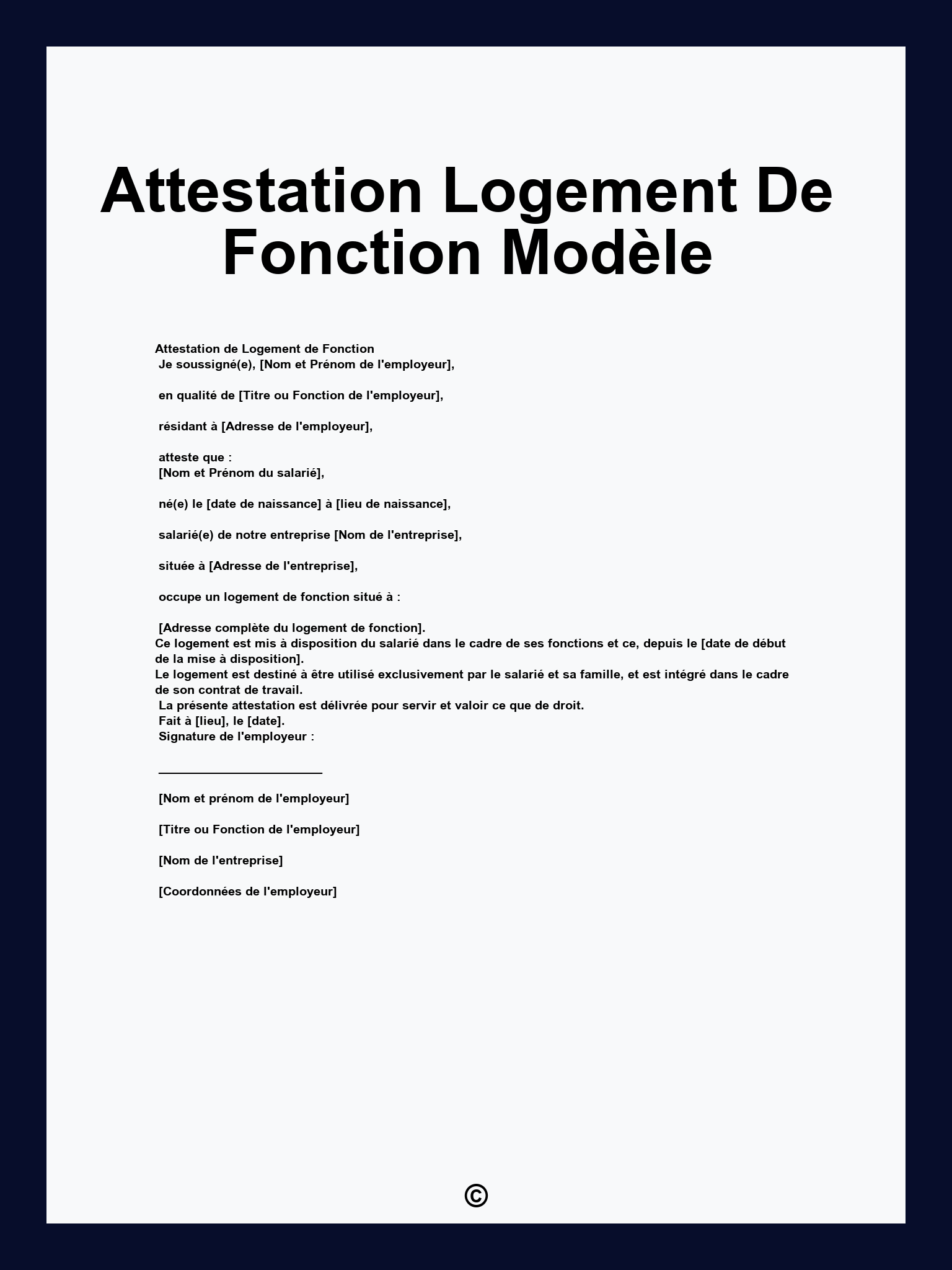 Attestation Logement De Fonction Modèle