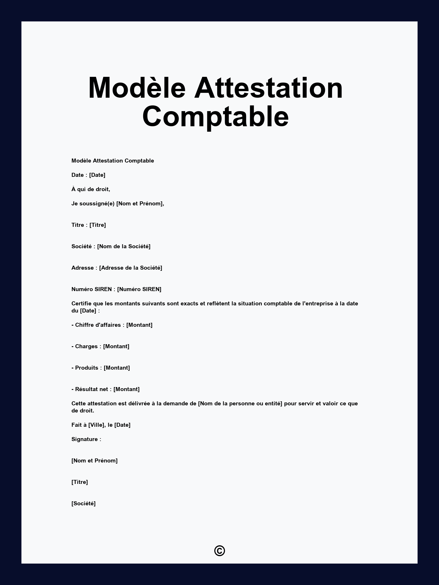 Modèle Attestation Comptable