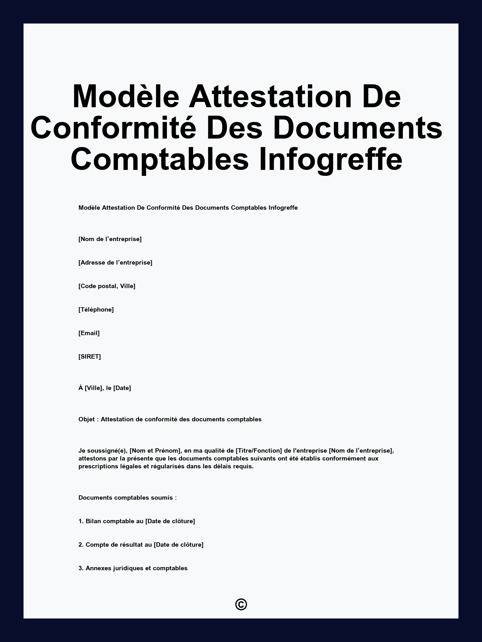 Modèle Attestation De Conformité Des Documents Comptables Infogreffe