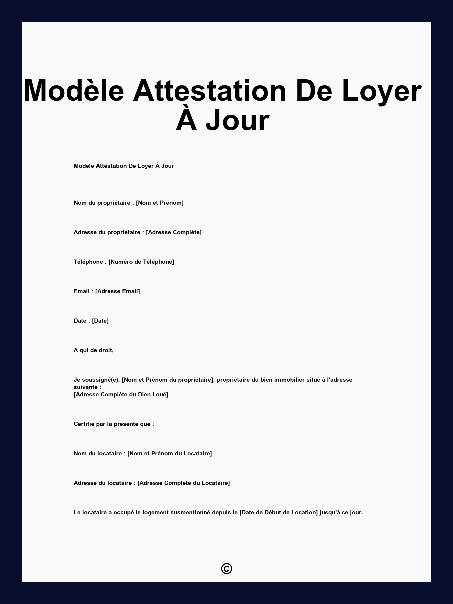 Modèle Attestation De Loyer À Jour