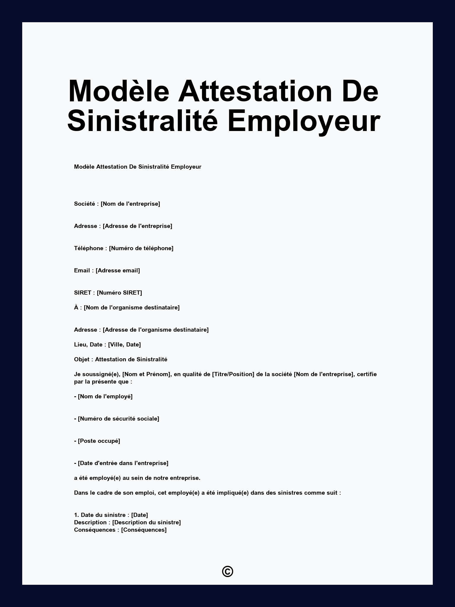 Modèle Attestation De Sinistralité Employeur