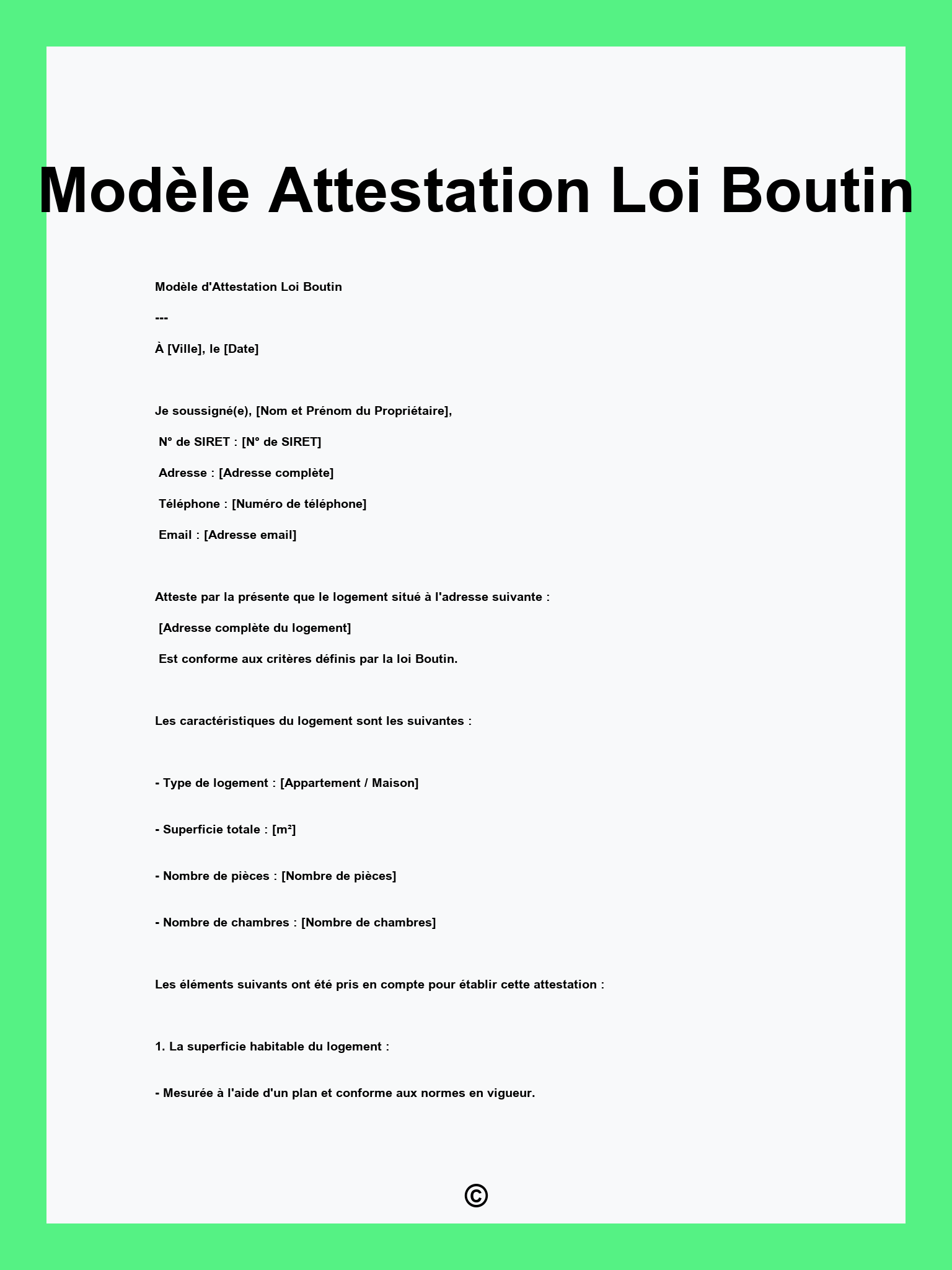 Modèle Attestation Loi Boutin