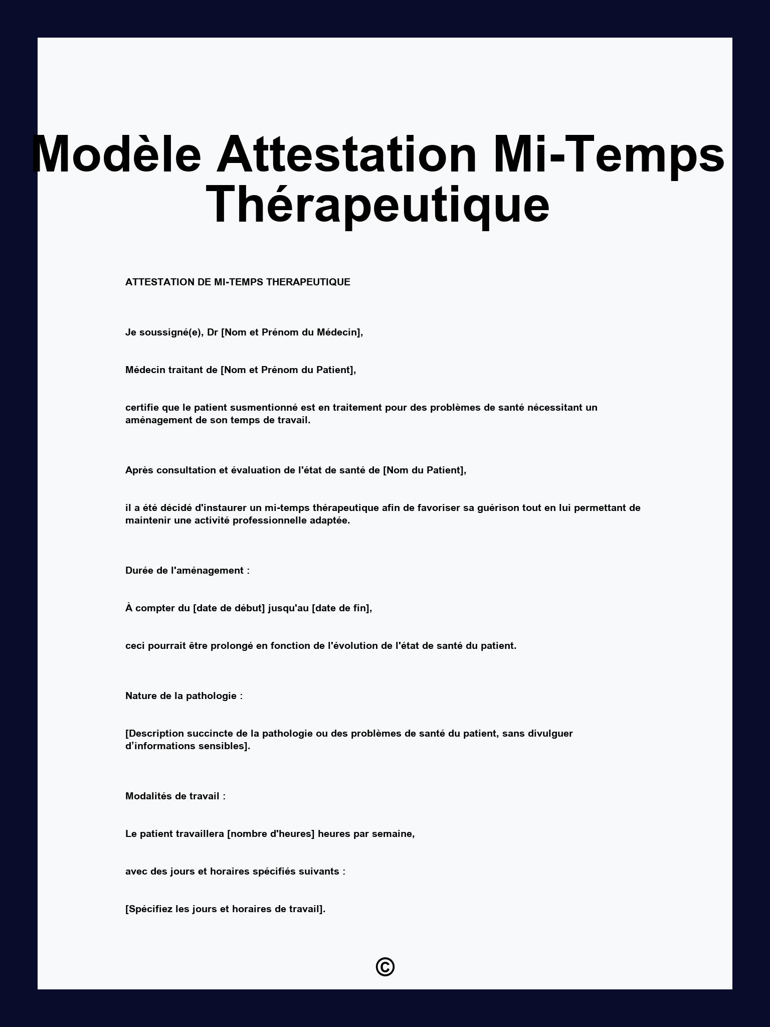 Modèle Attestation Mi-Temps Thérapeutique