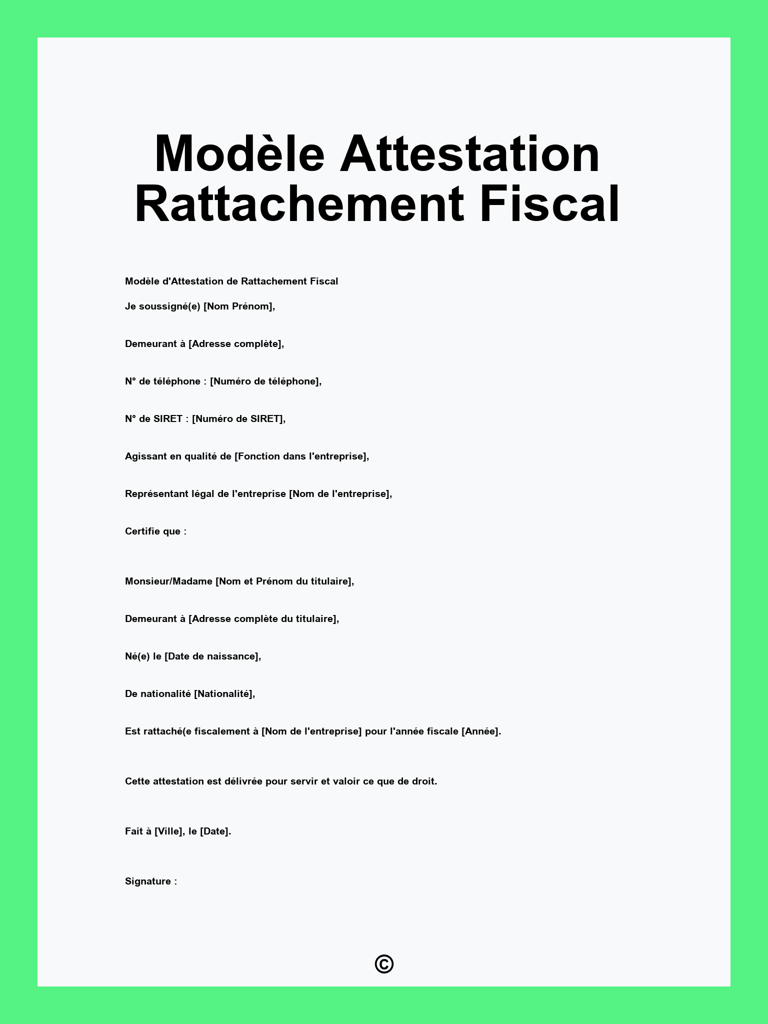 Modèle Attestation Rattachement Fiscal