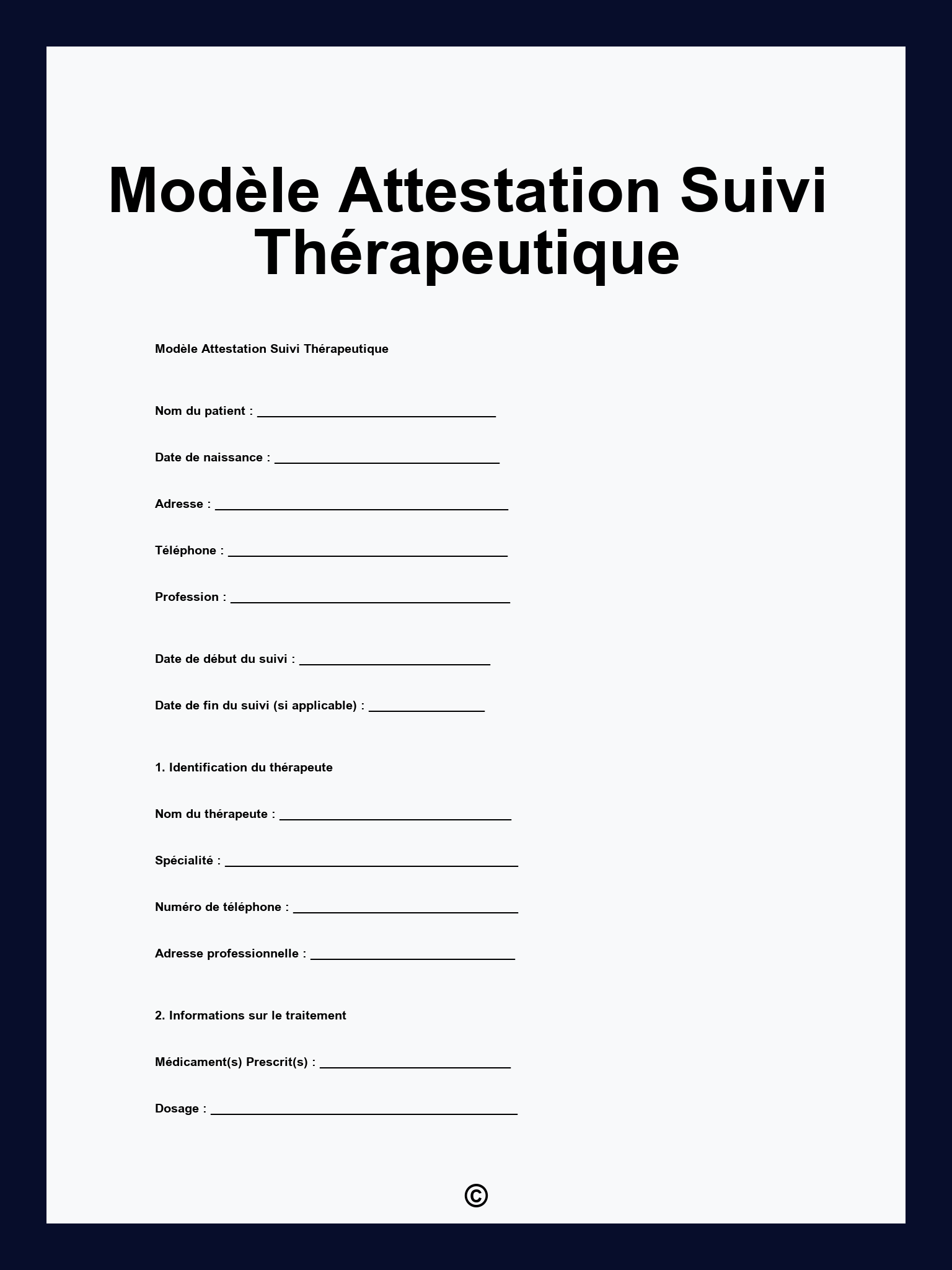 Modèle Attestation Suivi Thérapeutique